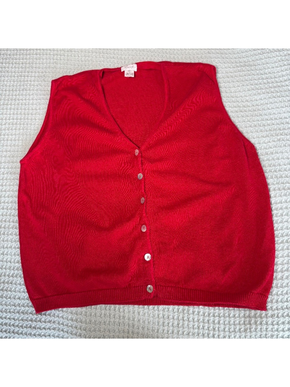 Vintage Foxcroft Cardigan Sweater Vest Womens XL Red 100% Cotton 90s Teacher